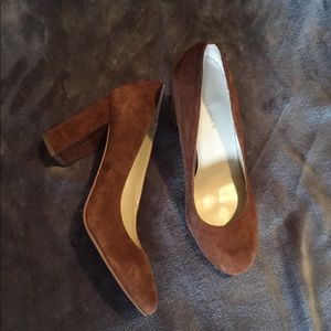 Brown suede heels